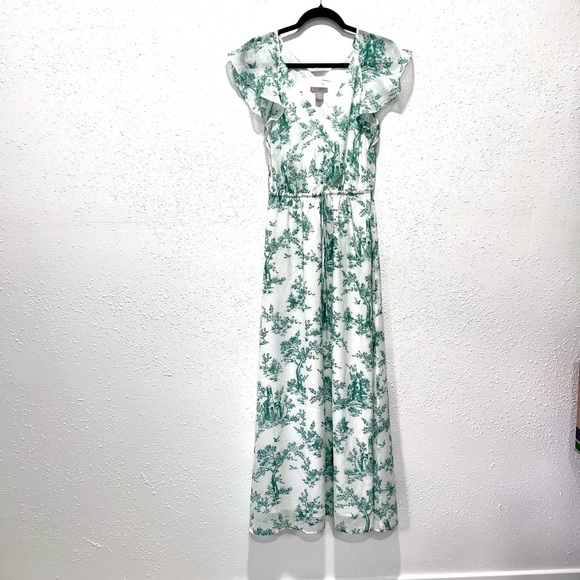 H&M Green V-Neck cottage core Maxi Sundress 4 - Picture 2 of 8
